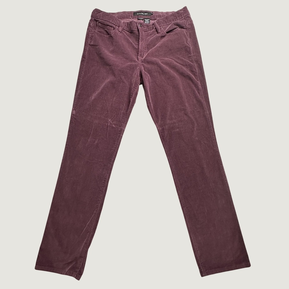 Calvin Klein Jeans Pants Womens 14 Purple Straight Leg Corduroy Stretch Casual